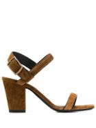 Saint Laurent Block Heel Sandals - Brown