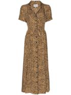 Hvn Maria Printed Midi Dress - Brown