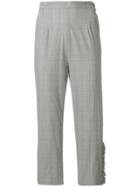 I'm Isola Marras Cropped Ruffled Grid Print Trousers - Grey