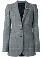 Dolce & Gabbana Prince Of Wales Check Blazer, Women's, Size: 40, Grey, Silk/acrylic/glass