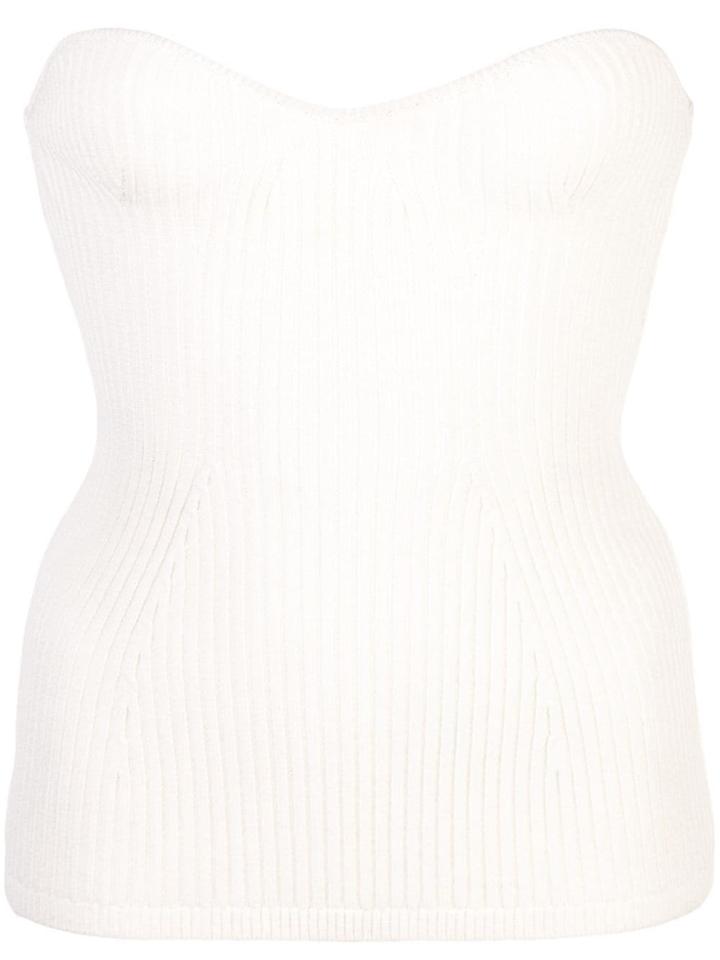 Khaite Ribbed Strapless Top - Neutrals