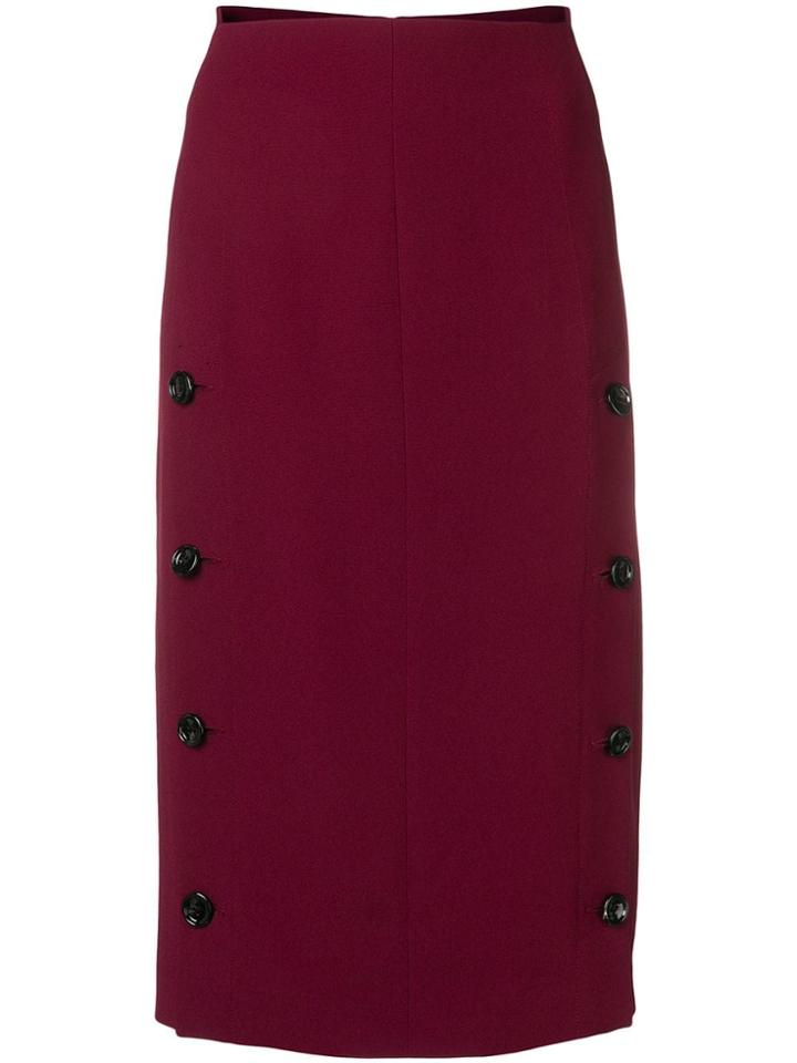 Joseph Side Buttons Pencil Skirt - Red