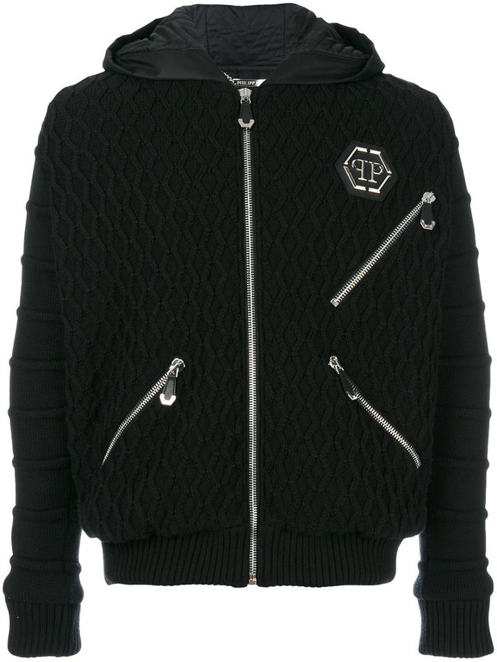 Philipp Plein - Hooded Jacket - Men - Polyamide/polyester/merino - Xl, Black, Polyamide/polyester/merino