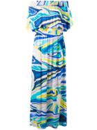 Emilio Pucci - Printed Bardot Beach Dress - Women - Viscose - 44, Women's, Blue, Viscose
