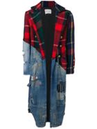 Greg Lauren Deconstructed Long Coat - Red