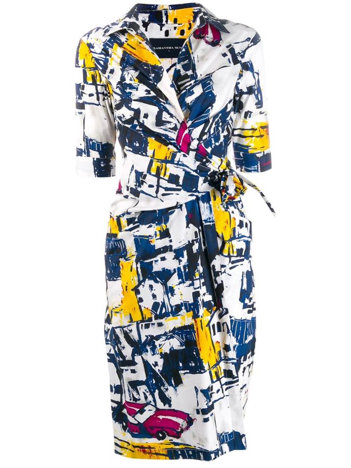 Samantha Sung Abstract Print Shirt Dress - Blue