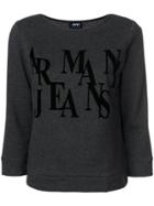 Armani Jeans Three-quarters Sleeve Logo Sweatshirt - Grey