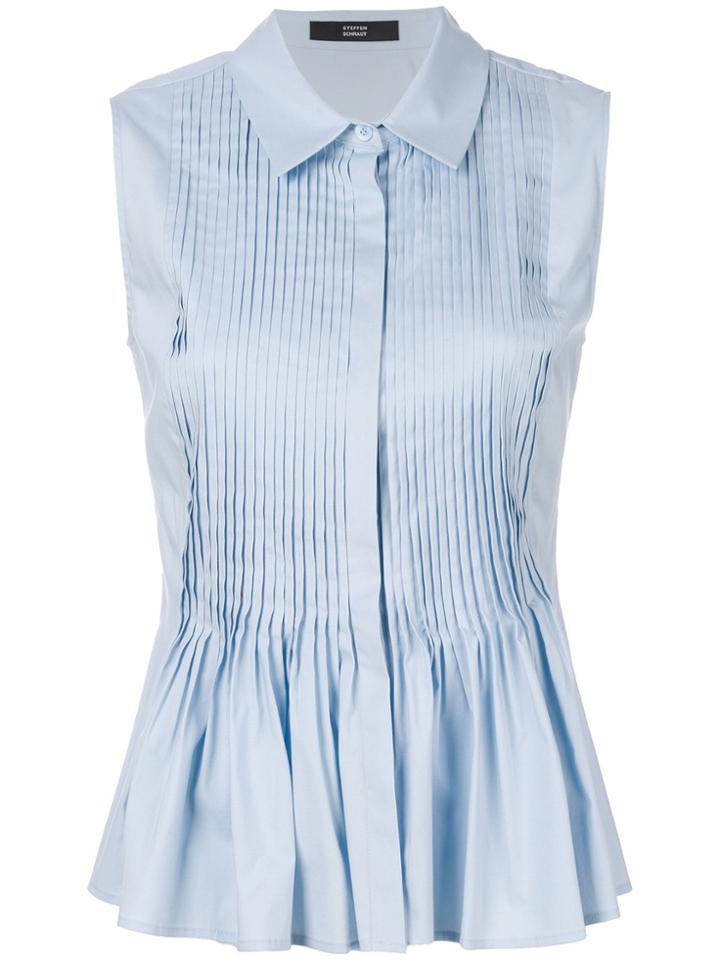 Steffen Schraut Pleated Sleeveless Shirt - Blue