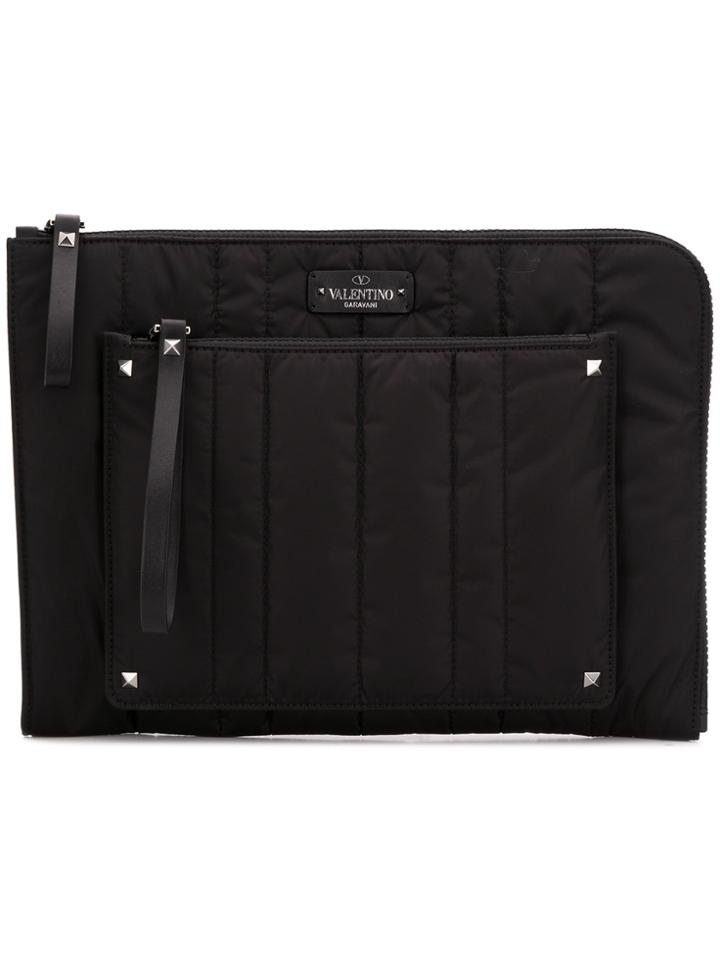 Valentino Stud Trim Pouch - Black