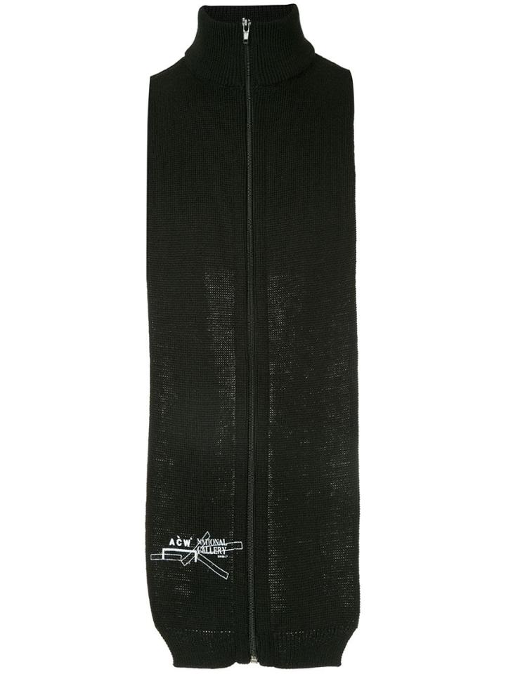 A-cold-wall* Zip Front High Neck Scarf - Black