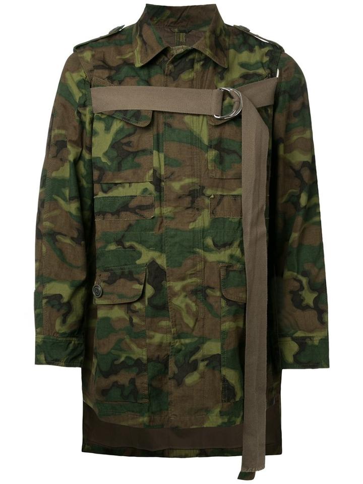 Maison Mihara Yasuhiro Camouflage Print Asymmetric Jacket, Men's, Size: 48, Green, Cotton