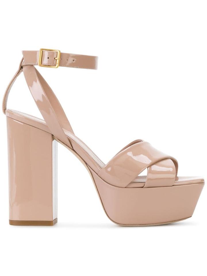 Saint Laurent Farrah 80 Sandals - Neutrals