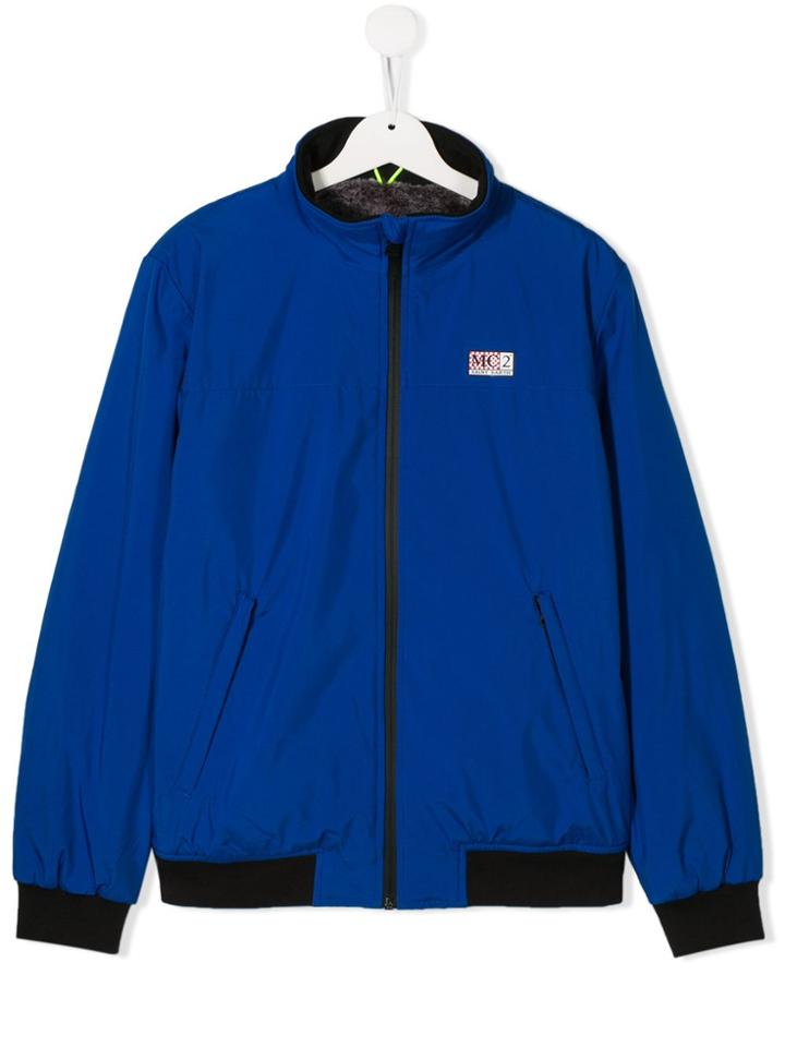Mc2 Saint Barth Kids Logo Patch Bomber Jacket - Blue