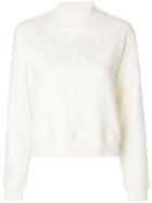 Ck Jeans Mock Neck Sweatshirt - White