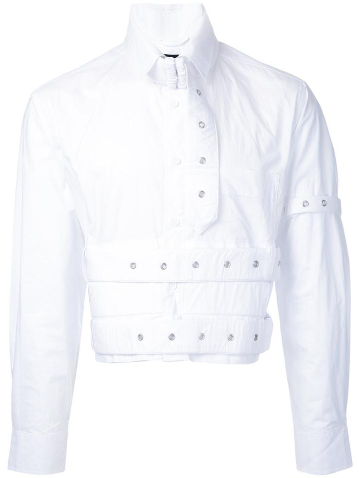 Cropped Eyelet Studded Shirt - Men - Cotton - M, White, Cotton, Craig Green