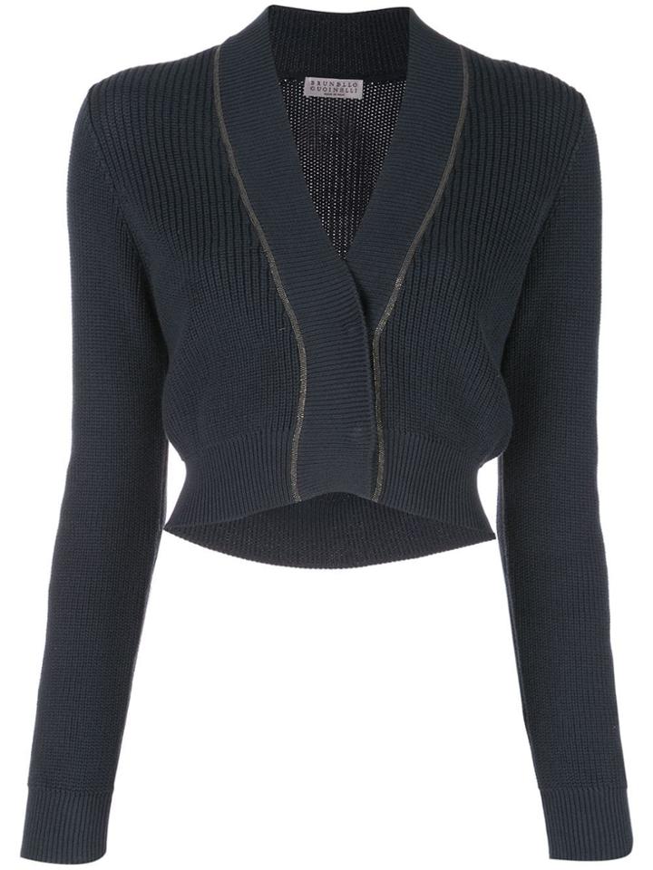Brunello Cucinelli Embellished Trim Cardigan - Blue