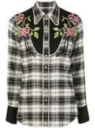 Dsquared2 Floral Embroidered Tartan Shirt - Black