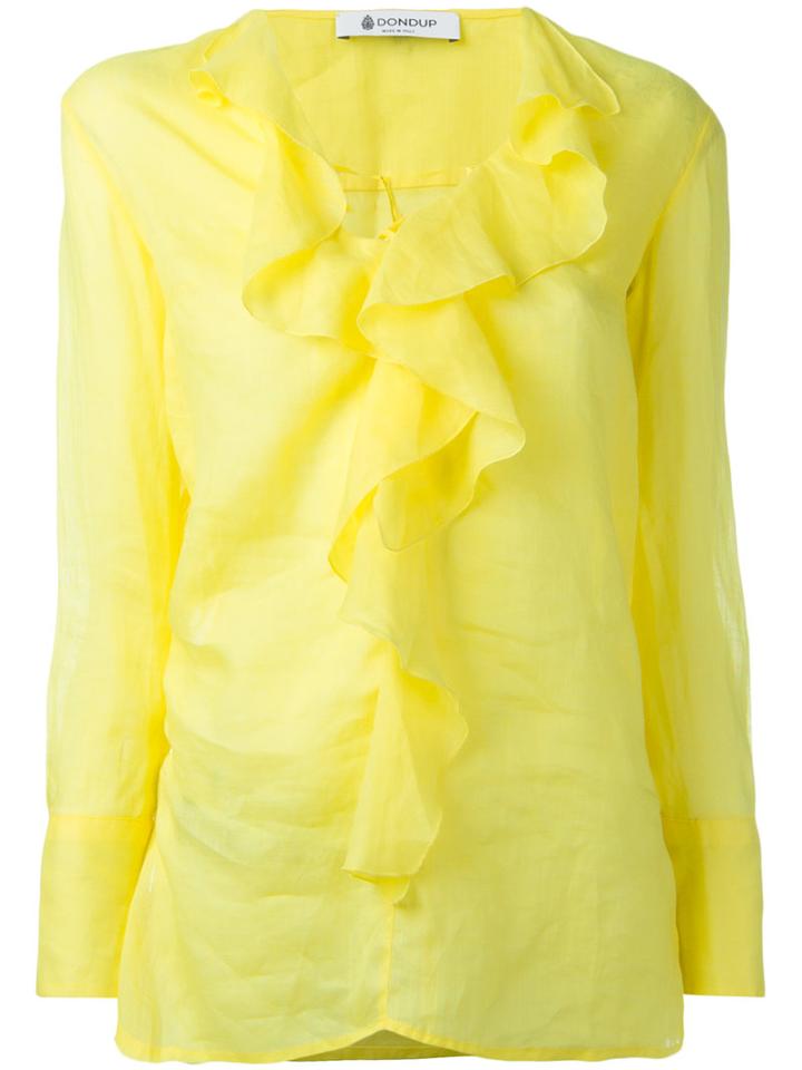 Dondup - 'niniel' Ruffled Blouse - Women - Cotton/linen/flax - 40, Women's, Pink/purple, Cotton/linen/flax
