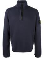 Stone Island Zip Collar Sweatshirt, Men's, Size: Large, Blue, Cotton