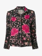 By Walid Dark Haya Floral Embroidered Jacket, Women's, Size: Medium, Black, Silk/cotton