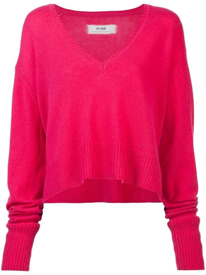 Re/done V-neck Jumper - Pink