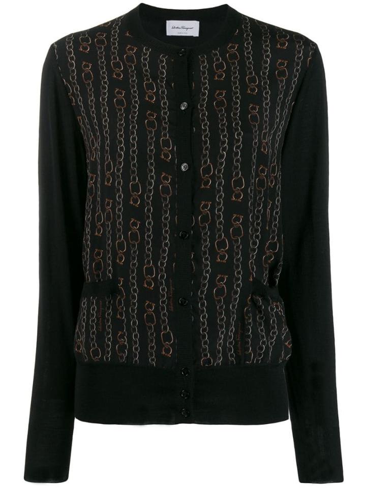 Salvatore Ferragamo Chain Print Cardigan - Black