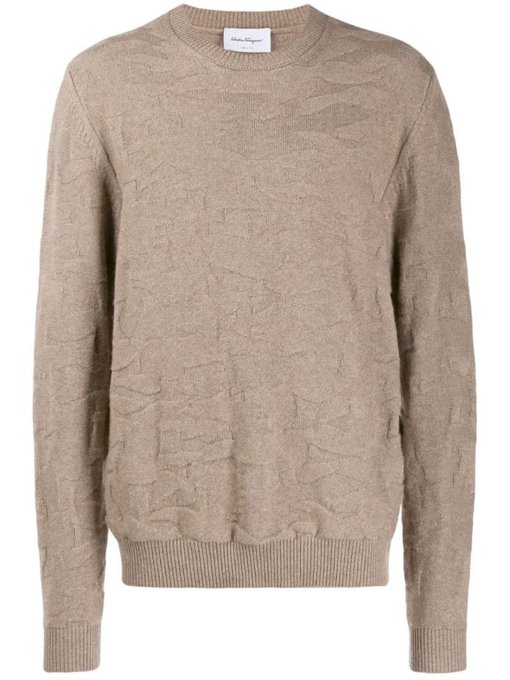 Salvatore Ferragamo Textured Crewneck Sweater - Neutrals