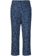Julien David Floral Cropped Trousers, Women's, Size: Medium, Blue, Cotton