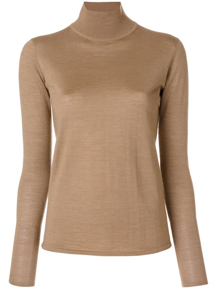 Pringle Of Scotland Lightweight Roll Neck Jumper - Brown