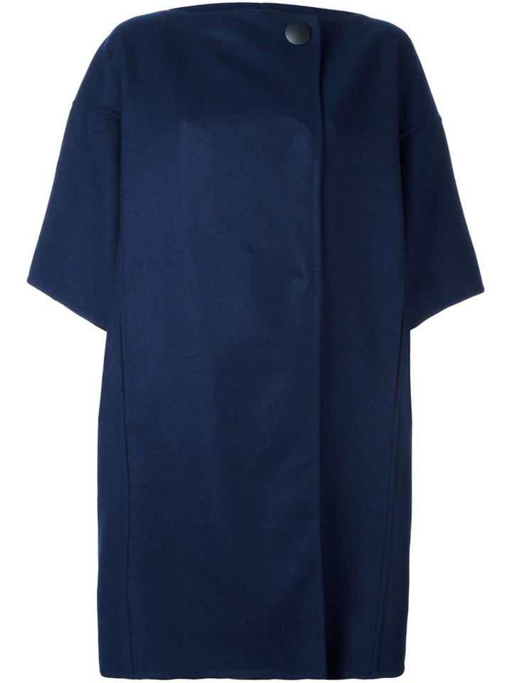 Marni Off-centre Fastening Coat, Women's, Size: 42, Blue, Polyamide/virgin Wool