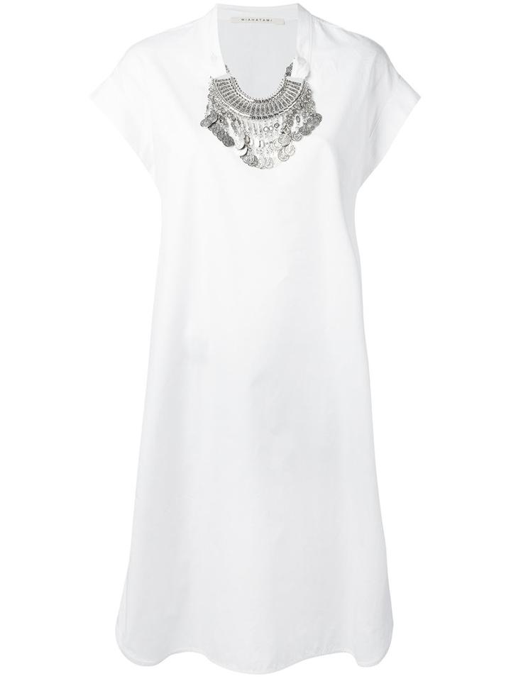 Miahatami - Oversized Necklace Dress - Women - Cotton - 40, White, Cotton