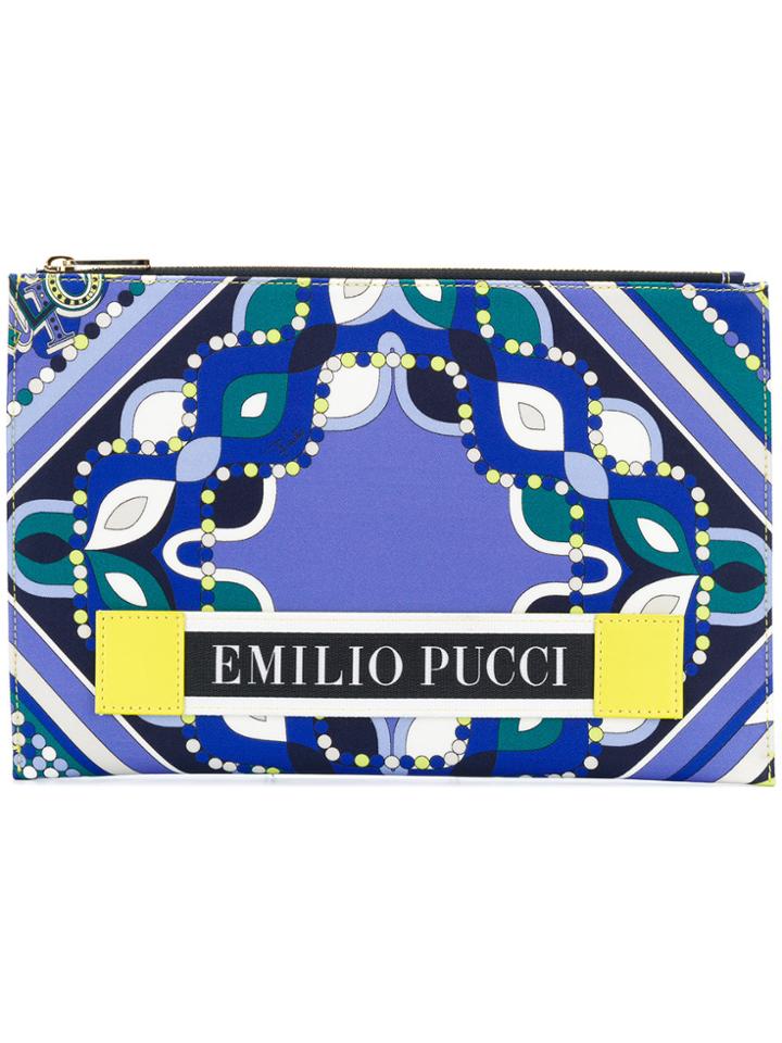 Emilio Pucci Abstract Print Flat Clutch - Pink & Purple