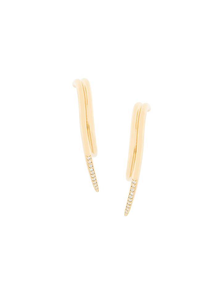 Shaun Leane 18kt Gold White Feather Diamond Ear Wraps - Metallic