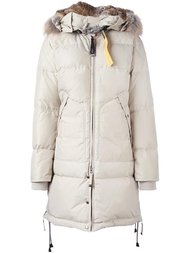 Parajumpers Collar Detail Long Puffer Jacket, Women's, Size: Medium, Nude/neutrals, Feather Down/rabbit Fur/polyamide/polyester