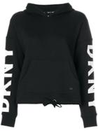Dkny Sleeve-logo Hooded Sweatshirt - Black