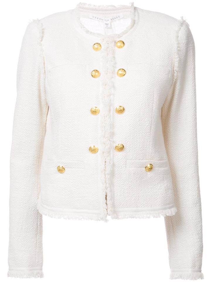 Veronica Beard - Welt Pockets Tweed Jacket - Women - Cotton/nylon/spandex/elastane - 10, White, Cotton/nylon/spandex/elastane