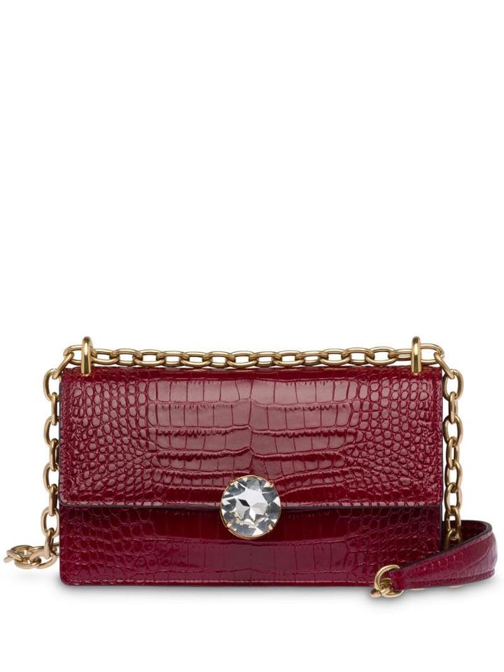 Miu Miu Crocodile Effect Shoulder Bag - Red