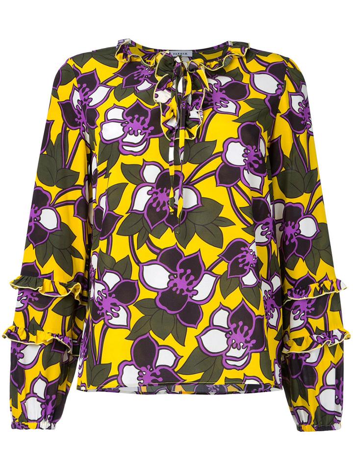 P.a.r.o.s.h. - Floral Print Blouse - Women - Silk/spandex/elastane - Xs, Yellow/orange, Silk/spandex/elastane