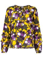 P.a.r.o.s.h. - Floral Print Blouse - Women - Silk/spandex/elastane - Xs, Yellow/orange, Silk/spandex/elastane