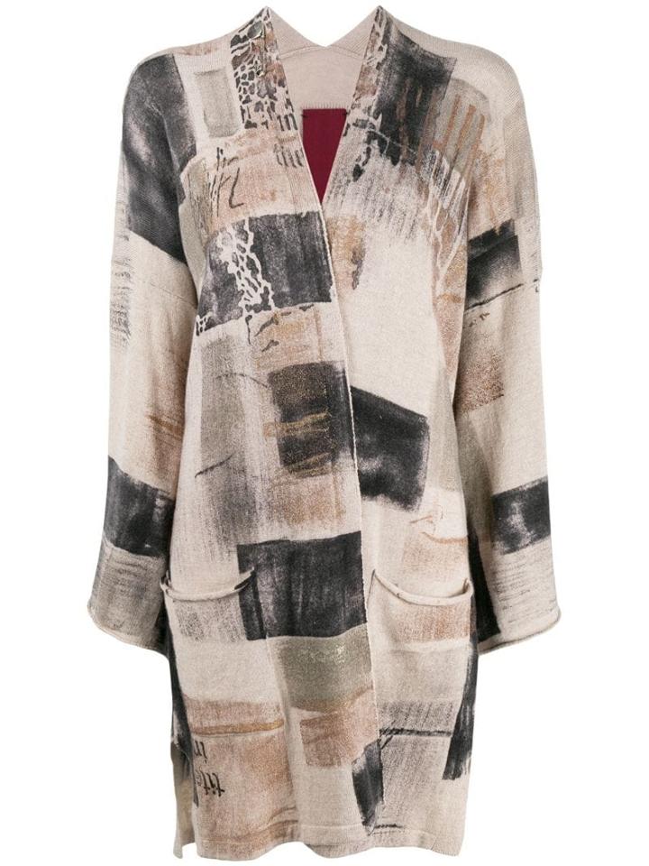 Masnada Mix Pattern Maxi Knitted Top - Neutrals