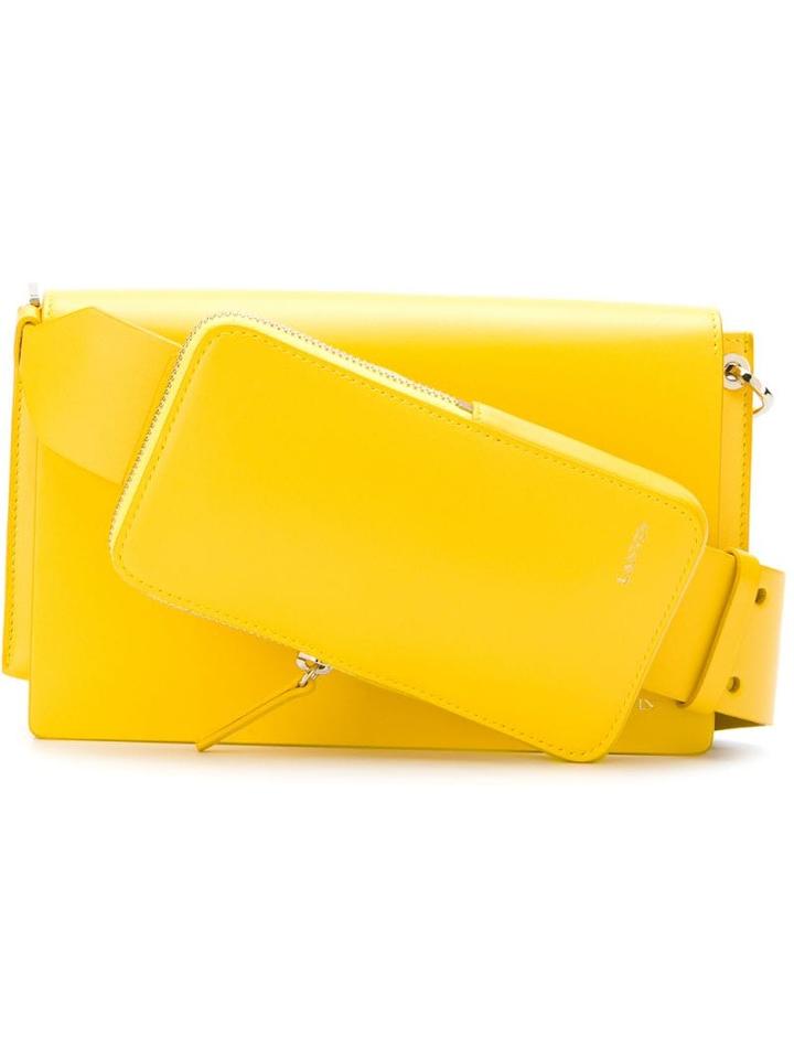 Lanvin Logo Embossed Shoulder Bag - Yellow