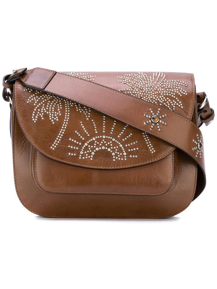 Htc Hollywood Trading Company - Palm Tree Studded Satchel - Women - Leather - One Size, Brown, Leather