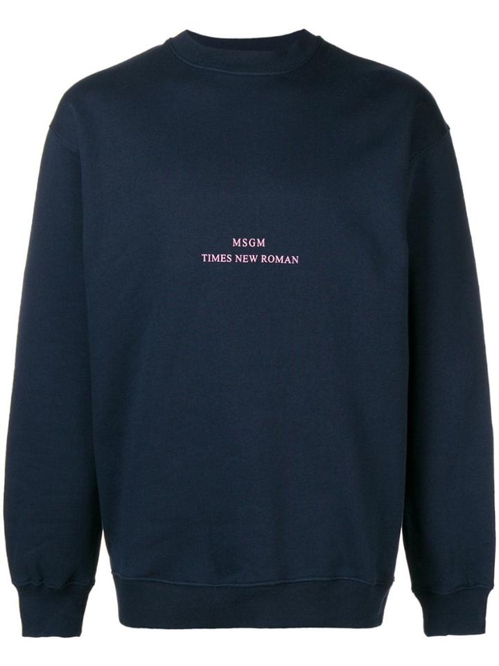 Msgm 'times New Roman' Print Sweater - Blue