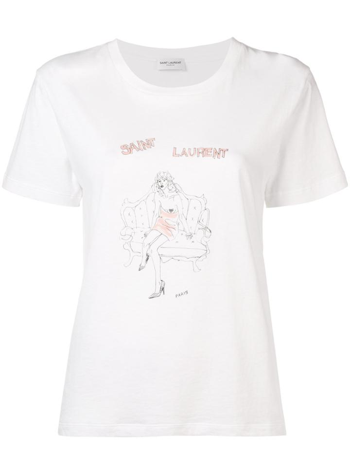Saint Laurent Illustrated T-shirt - White