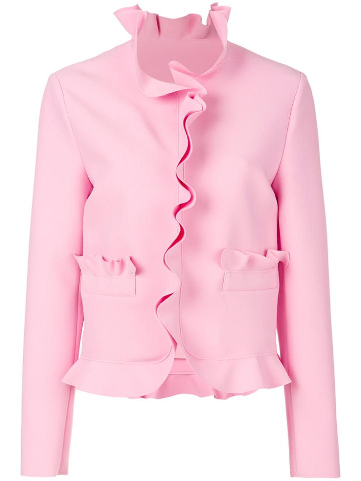 Msgm Ruffled Cropped Jacket - Pink & Purple