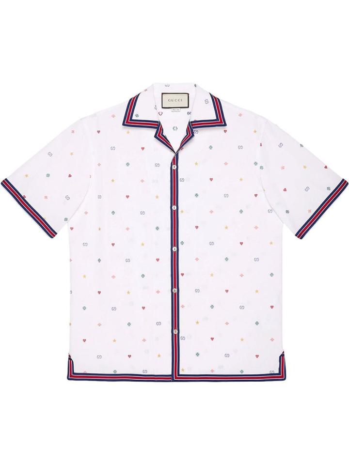Gucci Symbols Fil Coupé Bowling Shirt - White