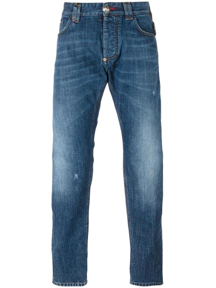 Philipp Plein Straight-leg Jeans, Men's, Size: 34, Blue, Cotton/polyester