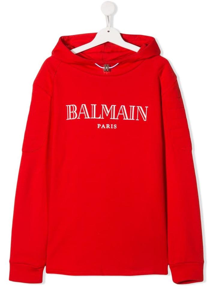 Balmain Kids Logo Print Hoodie - Red