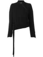 Ann Demeulemeester Asymmetric Curve Zip Front Cropped Jacket, Women's, Size: 40, Black, Wool/polyamide/rayon/cotton