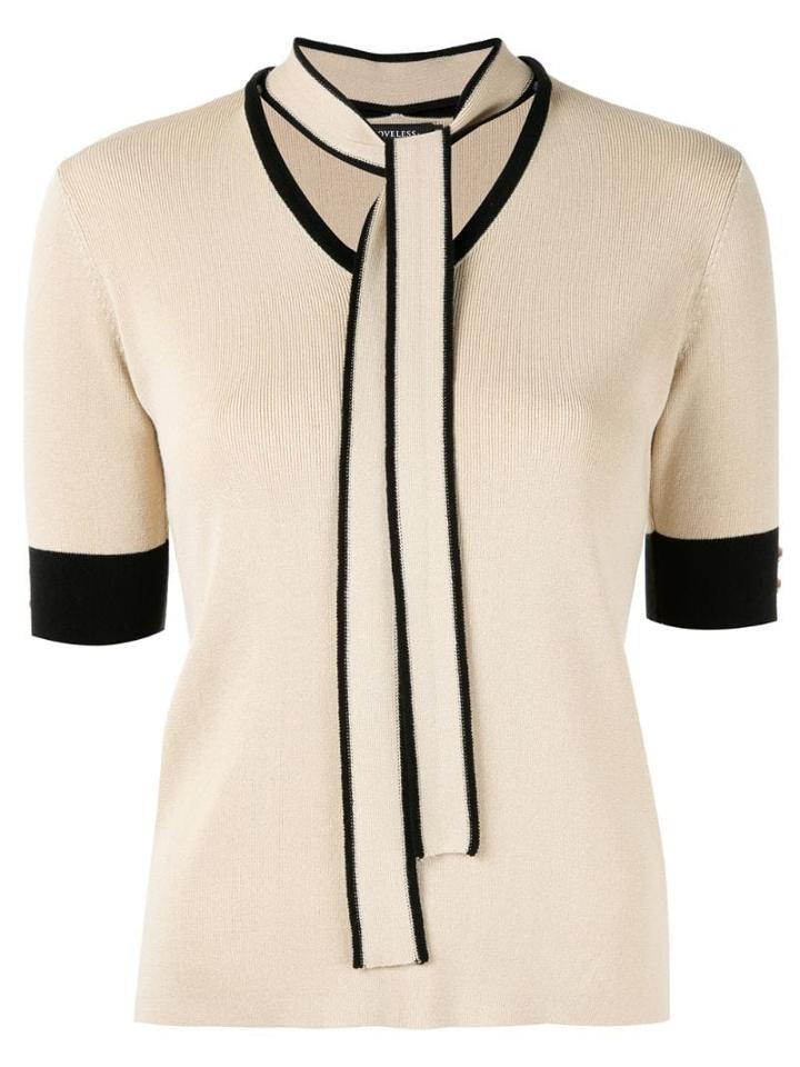 Loveless Contrast Short-sleeve Sweater - Neutrals